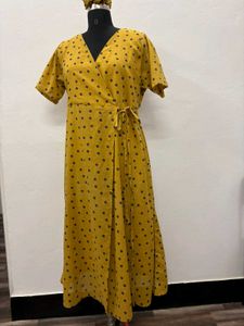 Chic Mustard Polka Dot Dress