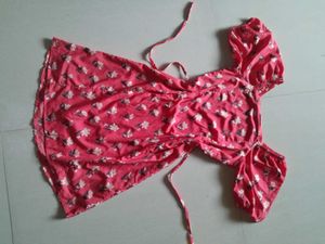 Redish Pink Floral Mini Dress