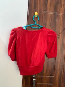 Red puff sleeve top