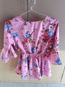Branded Pink Floral Wrap Top