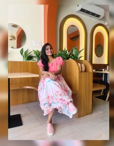 Pink Floral Midi Dress