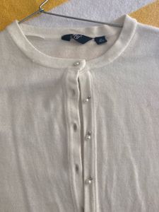 white Button-Down Cardigan