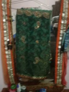 Emerald Green Embroidered Saree