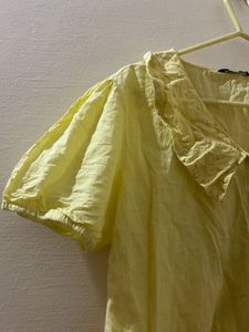 Chic Yellow Ruffle Collar Top