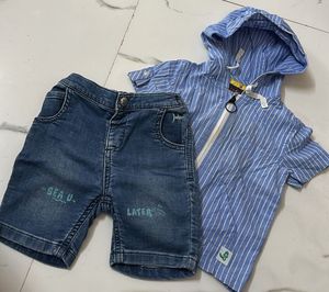 Kids Zipper And Shorts Set (6-12 Months)