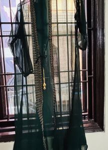 Elegant Green Ethnic Gown With Shrug