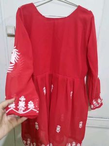 Red Beautiful New Chikankari Kurti Women