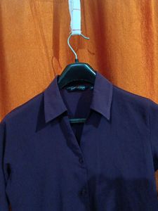 Purple 3/4 Sleeve Button-Down