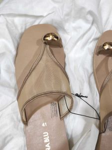 Luna Blu by Westside beige mesh toe-ring Sandals
