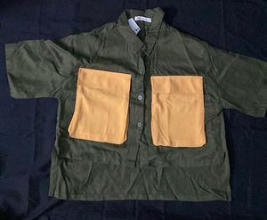 Zara Olive Green Pocket Shirt