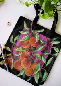 Black Hand-painted Tote Bag