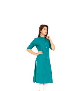 Elegant Teal Kurti with Mandarin Collar