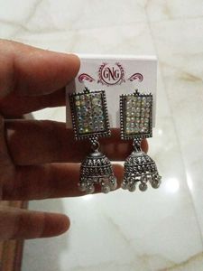 silver oxidised earrings