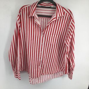 Zara Red And White Striped Shirt