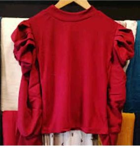 Chic Red Puff Sleeve Top + gift 🎁