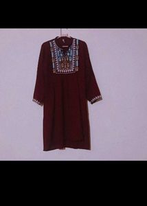 Embroidered Maroon Kurti/Dress