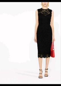 Dolce &amp; Gabbana lace-overlay fitted sleeveless dre
