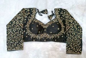 Elegant Black &amp; Gold Embroidered Blouse
