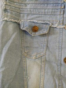 Denim Jacket with Frayed Details