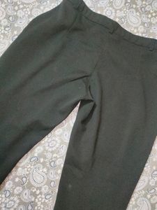 Black Polyester Light Weighted Straight Trousers