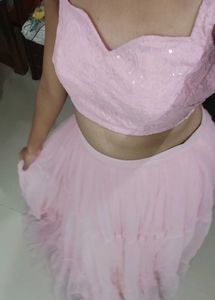 Pintresty Pink Chickankari Blouse Lehenga