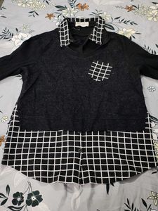 Grid Pattern Mixed Media Top