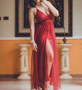 Burgundy Slit Maxi Dress