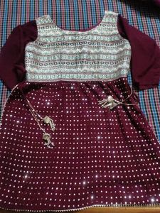 Short Designer Kurti With Long Skirt And Dupatta