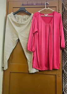 Pink Casual Top + Free Pant