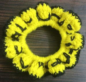 Yellow and Pink  Crochet Hair Tie