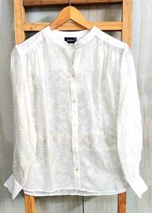 Elegant White Embroidered shirt Size-42-44