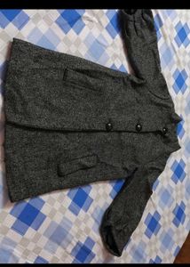 Elegant Grey Wool Blend Coat