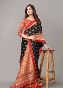 Elegant Black &amp; Red Saree