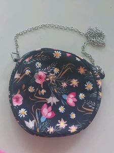 Black Floral Sling Purse