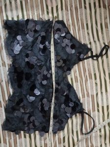 Black Sequin crop top