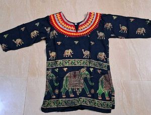 Jaipuri Black Top For Girls