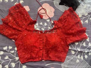 red frill stylish blouse