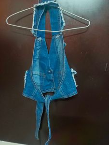 Denim Corset Tie-up Top