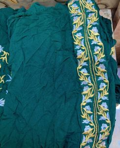 Emerald Green Embroidered Kurti Set