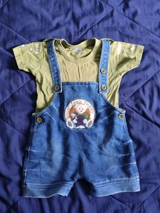 Denim Dungaree Set with T-shirt