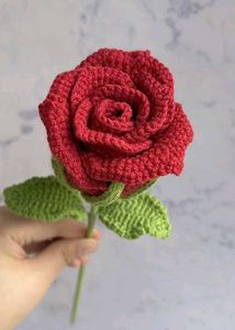Handmade Crocheted Red Rose