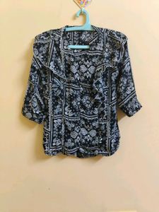 Paisley Print Ruffle Top