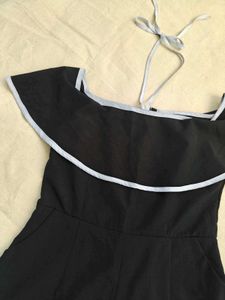 Chic Black Ruffled Romper