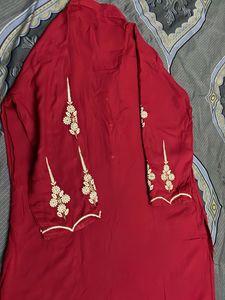 Red Embroidered Kurta