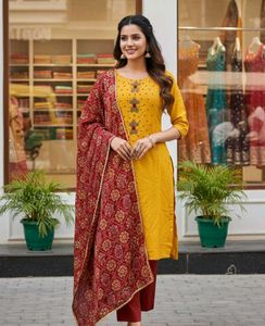 Yellow Embroidered Kurta Set