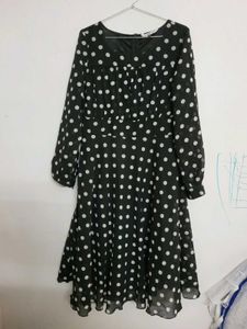 Black Midi Polka Dot Dress