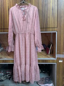 Elegant Pink Floral Midi Dress