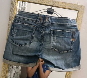 Ripped Denim Shorts