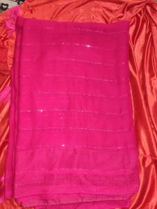 Pink Sequin Saree