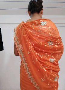 Rust Sequin Saree